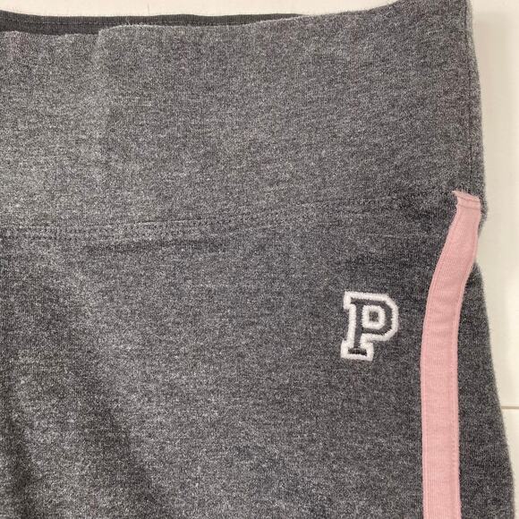 PINK Victorias Secret Capri Yoga Pants Charcoal Pink Running Stripe Women Sz Sm - Picture 4 of 6